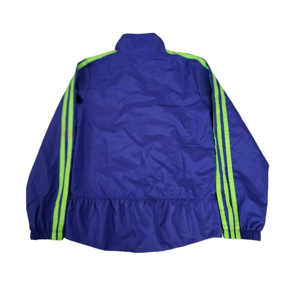 Adidas Girls Blue/Green Petal Ruffle Hem Zip Windbreaker Track Jacket Size 6 - Picture 3 of 14